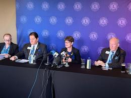 File image of the Lions International President Dr. Patti Hill adresssing the media.